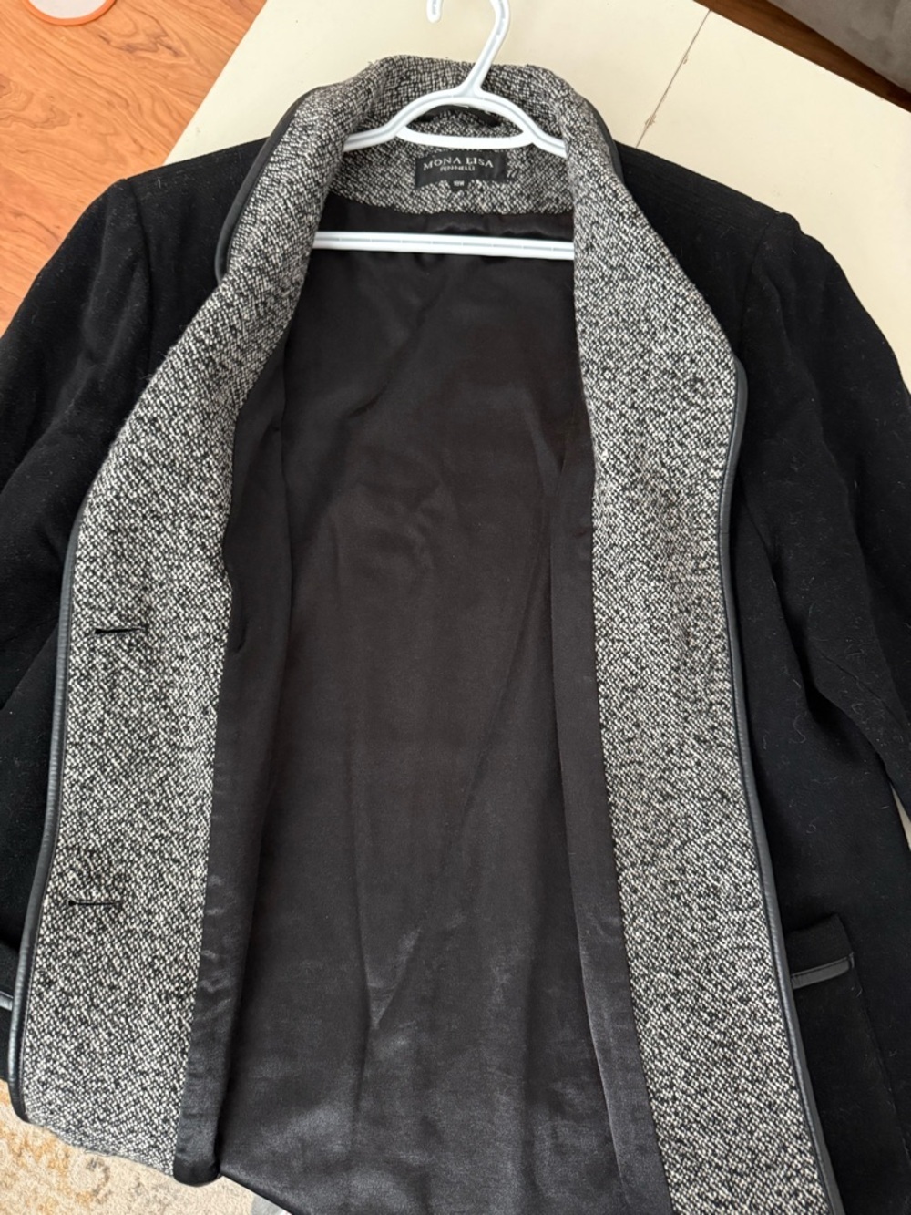 Fen-Nelli Italian Wool Cashmere Blend Coat Salt Pepper Trim Quite Luxury 18W - Picture 4 of 6